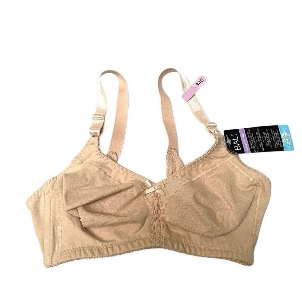 Bali Double Classic Support Women’s 34D Cotton Wire-Free Bra 3036‎ Soft Taupe